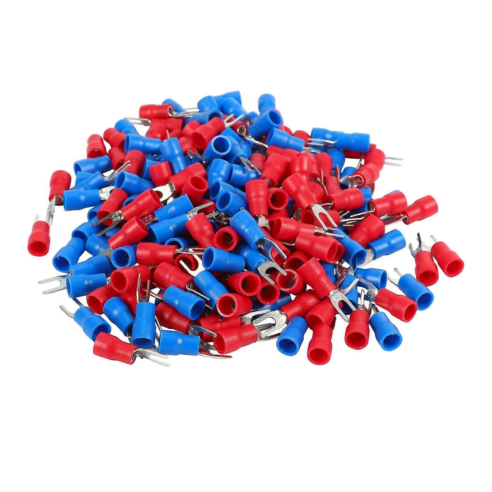 200 Rote Und Blaue Drahtverbinder 16-14 Awg, Isolierte Gabelklemmen Nr. 4