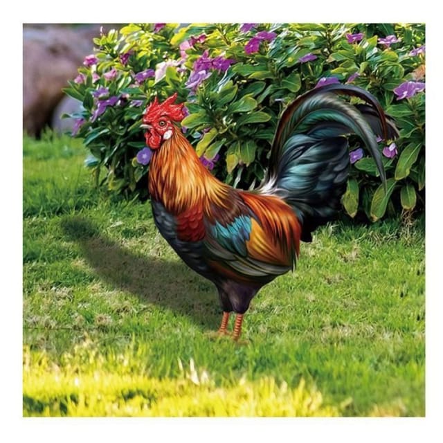 Dekorative Hahnenfigur – Gartendekoration – Acryl – Wasserfest – Langlebig – Außendekoration