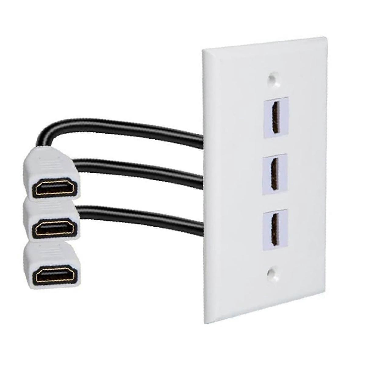 Wandanschlussdose Kompatibel Mit 3 Ports 3d 4k 60 Hz, Buchse-zu-buchse 2.0 Adapter Kompatibel Für Heimkino Und Dvd.