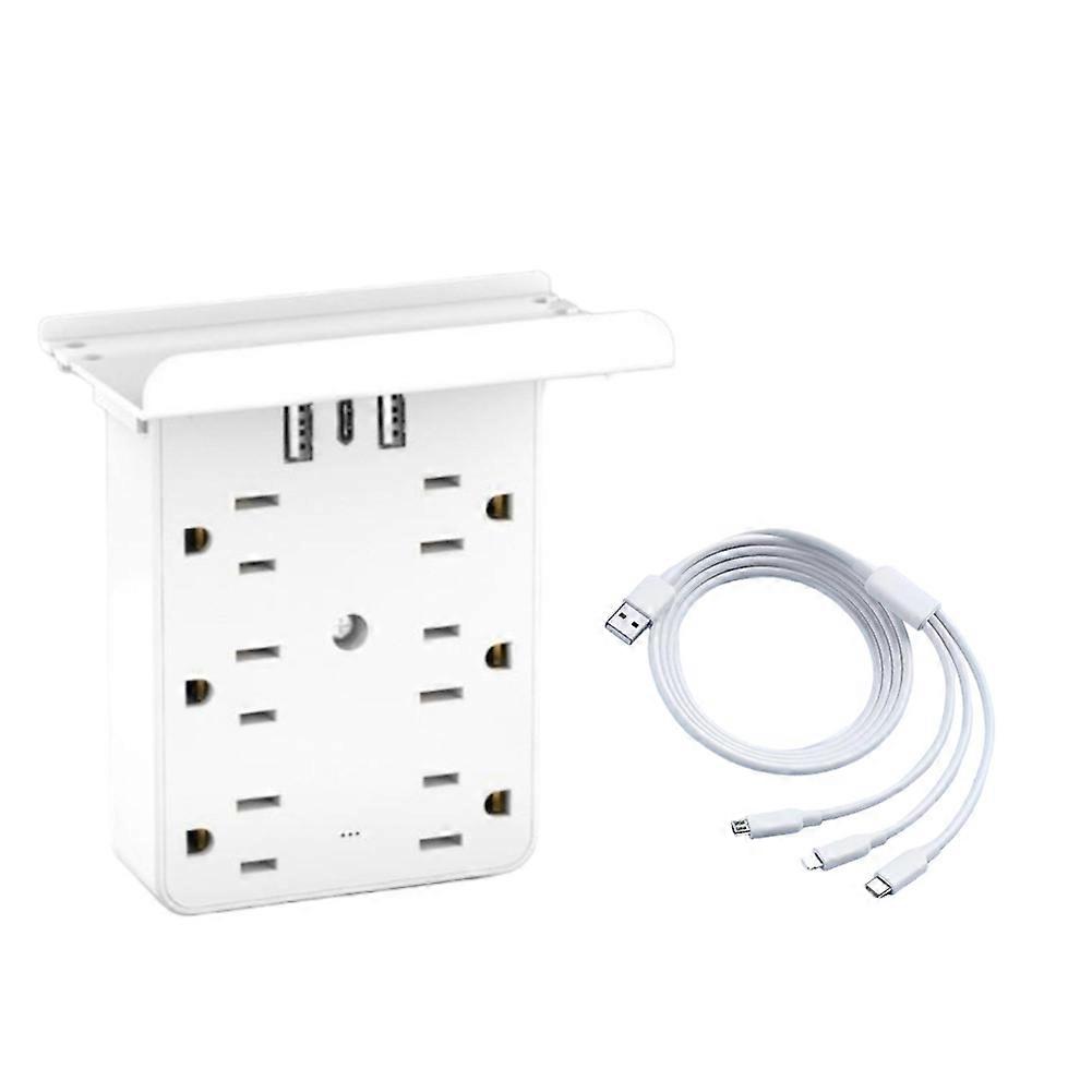 10-in-1-wandsteckdosenleiste Mit Integriertem Nachtlicht, Ideal Für Zuhause Oder Büro (amerikanischer Stecker Typ A).