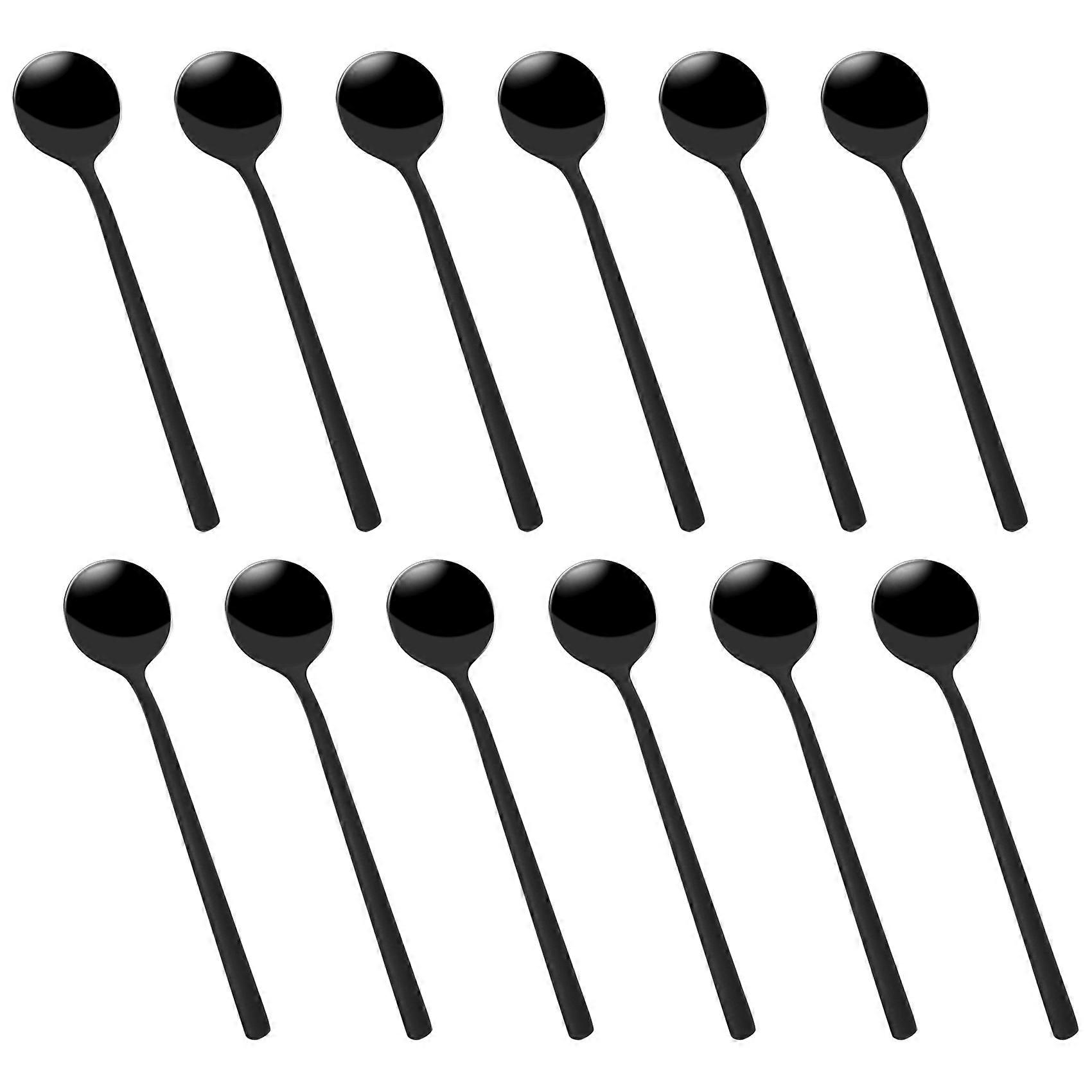 Mini-teelöffel Mit Schwarzer Verzierung Für Desserts, Eiscreme Und Kuchen, 12er-set