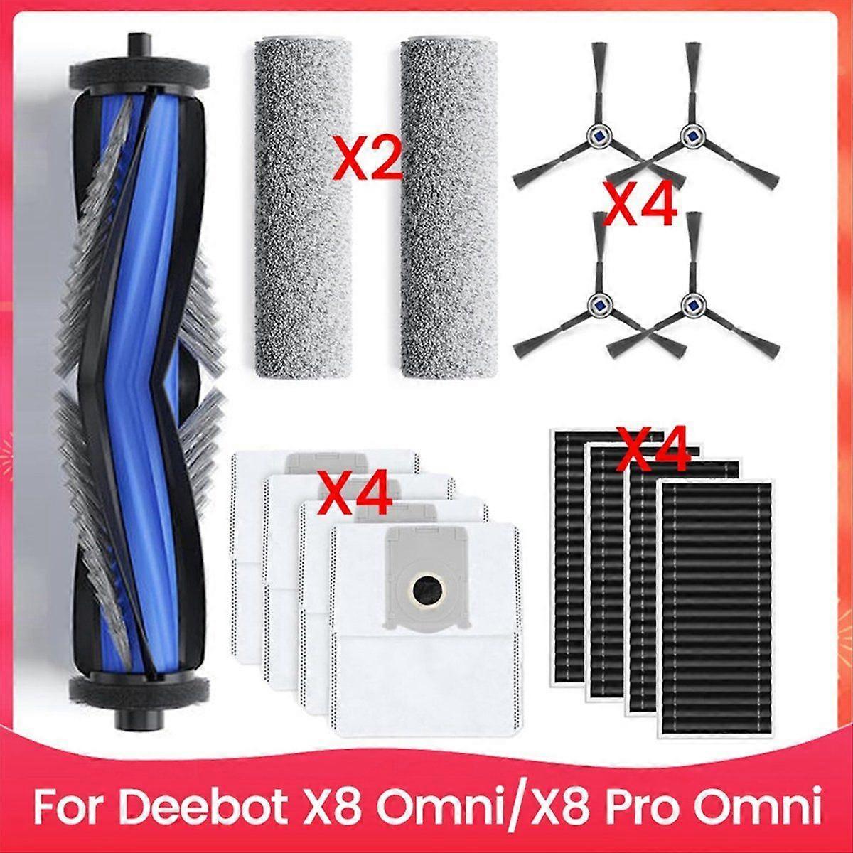 Zubehörset Für X8 Omni/x8 Pro Omni: Hauptgummibürste, Hepa-filter, Abstreifwalzen, Seitenbürsten Und Staubbeutel.