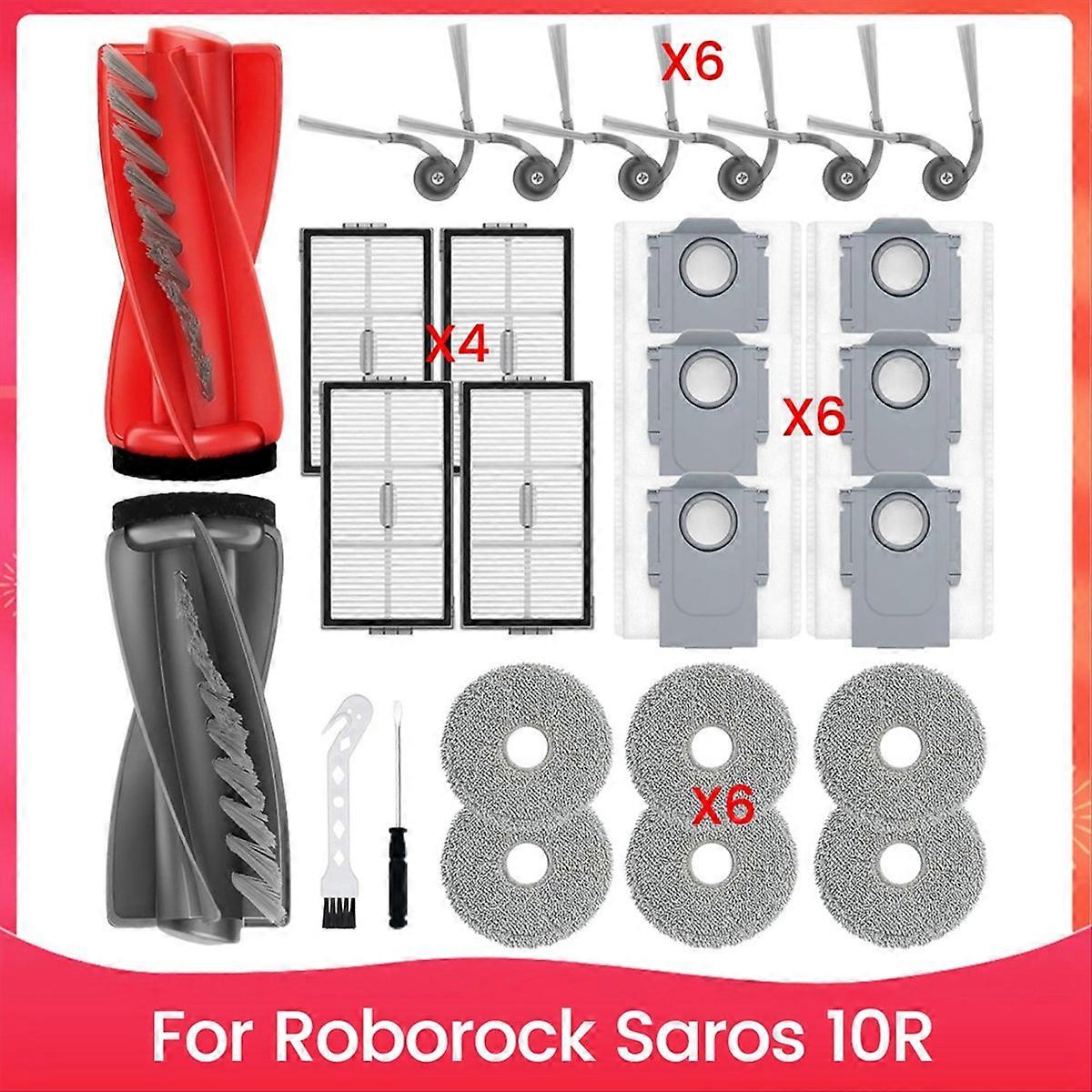 Ersatzteile Für Den Saugroboter Saros 10r: Hauptseitenbürste, Hepa-filter, Reinigungstücher Und Staubbeutel.