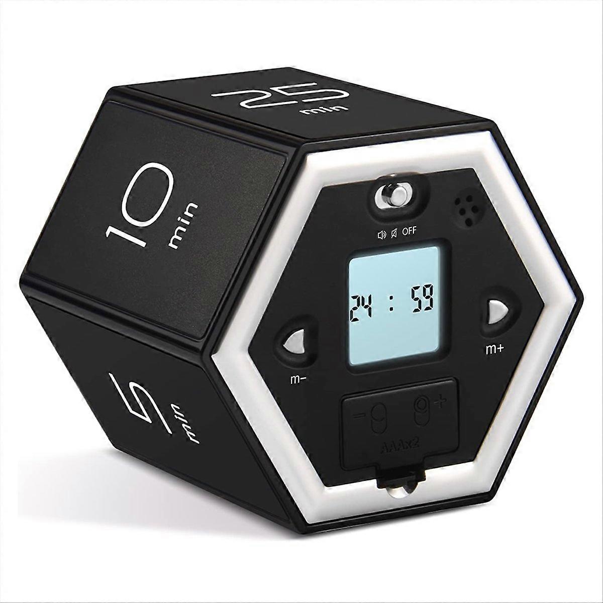 Sechseckiger Klapptimer Mit Stummfunktion Und Alarm – Kindertimer – Schwarz