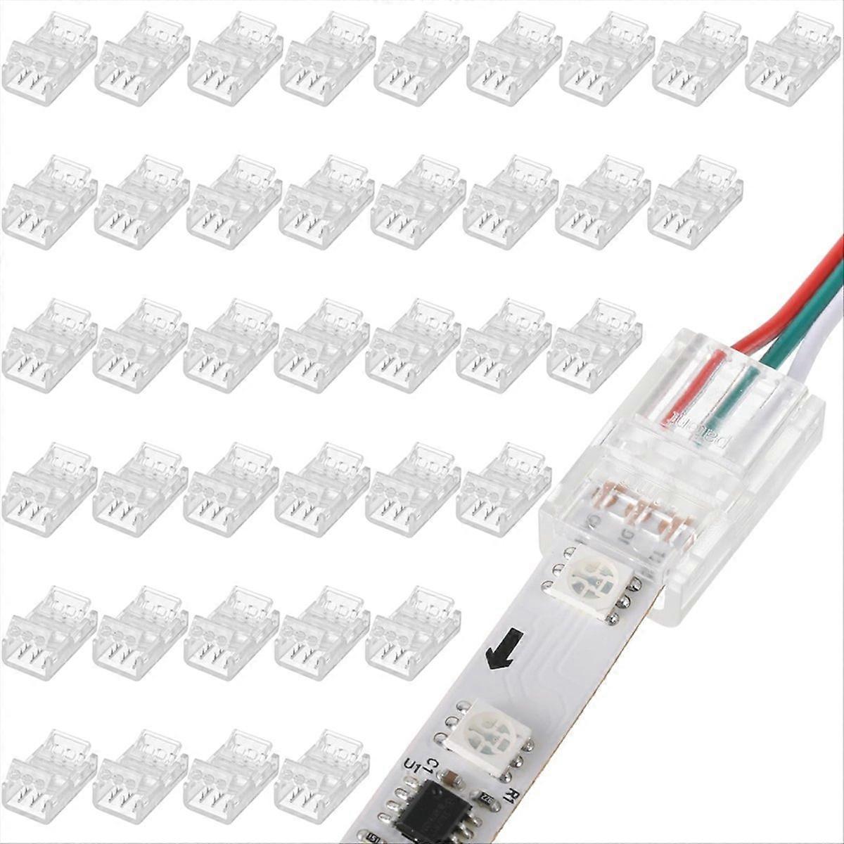 40 Lötfreie 3-pin-10mm-steckverbinder Für 5050 Rgb-led-streifen, Kompatibel Mit Schienenbeleuchtungssystemen.
