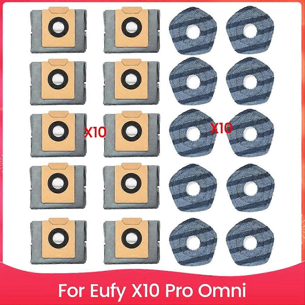 Zubehör Für Den X10 Pro Omni Cleaner Saugroboter: Ersatzteilset, Reinigungstücher Und Staubsaugerbeutel.