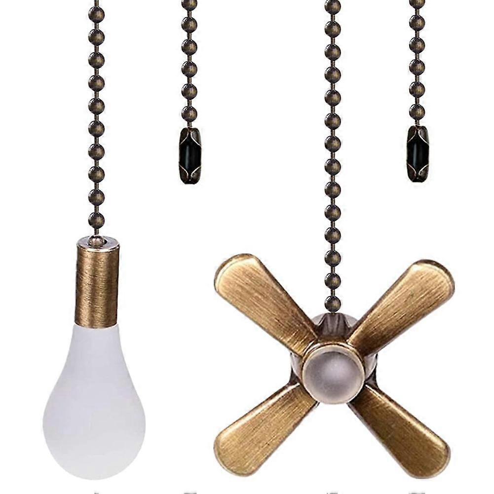 Kettenset Für Deckenventilatoren – 34,5 Cm (13,6 Zoll), Kupfer, Design Mit Ventilator Und Glühbirne, 2-teilig Aus Kupfer