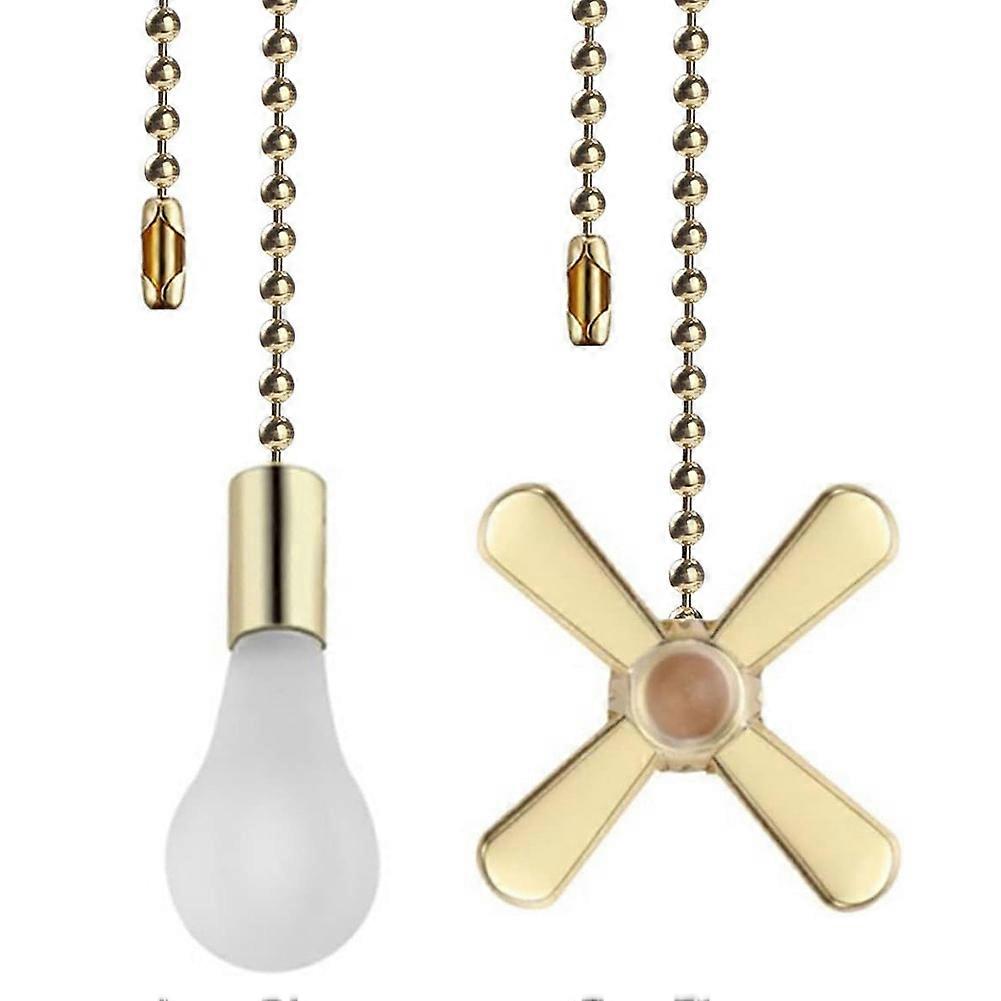 Kettenset Für Deckenventilatoren – 34,5 Cm (13,6 Zoll), Kupfer, Design Mit Ventilator Und Glühbirne, 2-teilig, Goldfarben