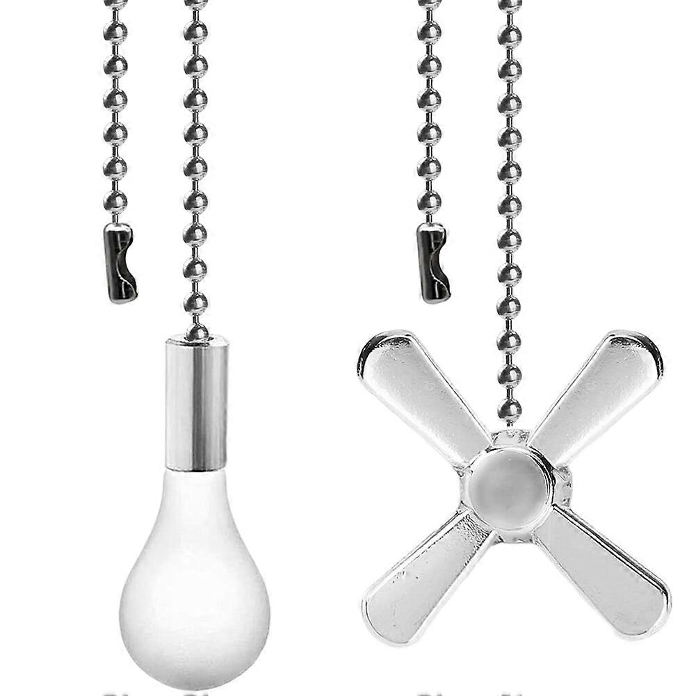 Set Deckenventilatorketten – 34,5 Cm (13,6 Zoll), Kupfer, Ventilator- Und Glühbirnen-design, 2 Silberne Teile