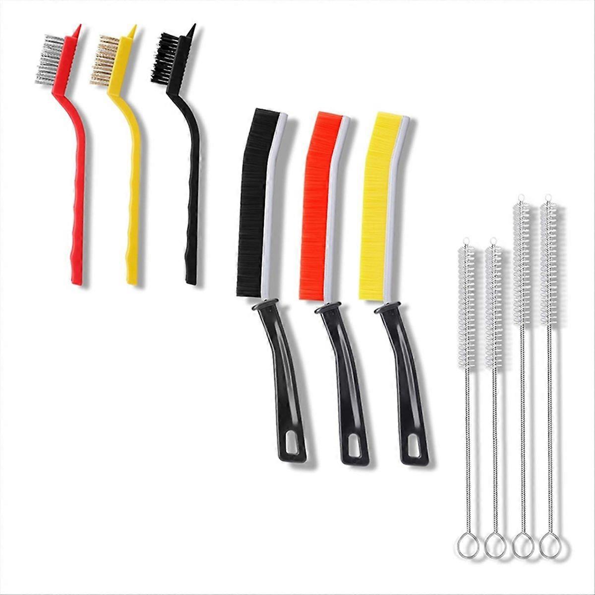 Set Mit 10 Reinigungsbürsten Für Ecken, Darunter Eine Bürste Mit Steifen Borsten, Eine Metallbürste Und Eine Strohbürste.