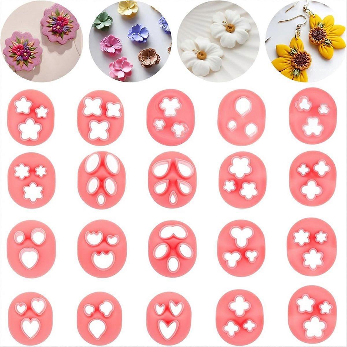 Set Mit 20 Ausstechformen Zur Herstellung Von Schmuck Aus Polymerclay (ohrringe Usw.) - 20 Verschiedene Formen (blumen, Herzen Usw.)