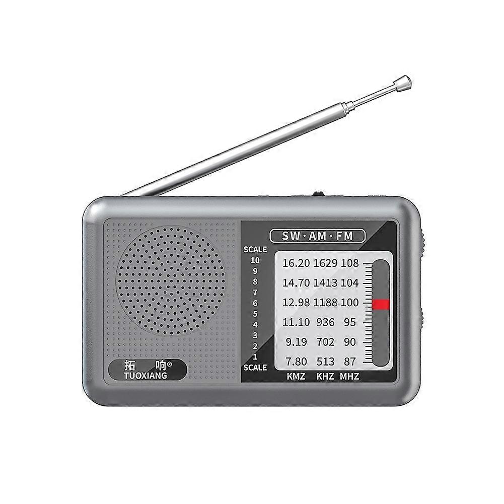 Tuoxiang Tragbares Kurzwellenradio, Am/fm-radio, Wetterradio, Ausgezeichneter Empfang, Graues Transistorradio