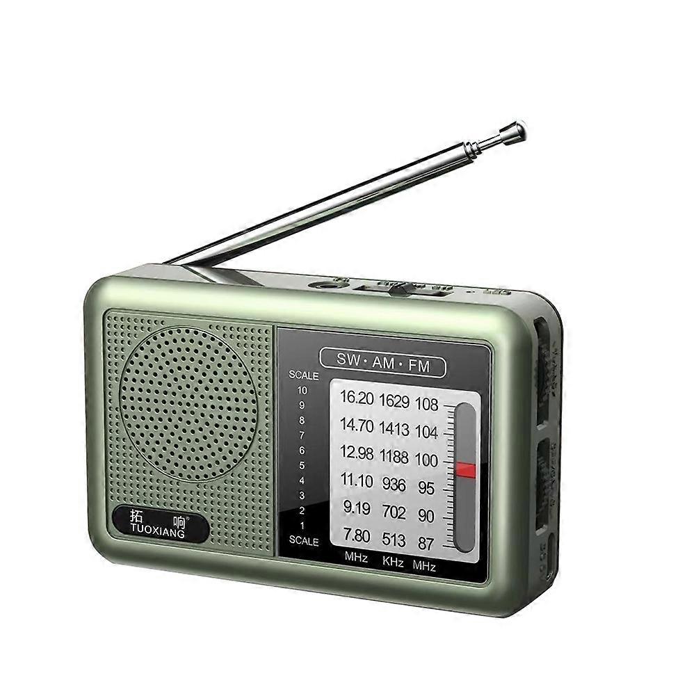 Tuoxiang Tragbares Kurzwellenradio, Am/fm-radio, Wetterradio, Exzellenter Empfang, Grünes Transistorradio