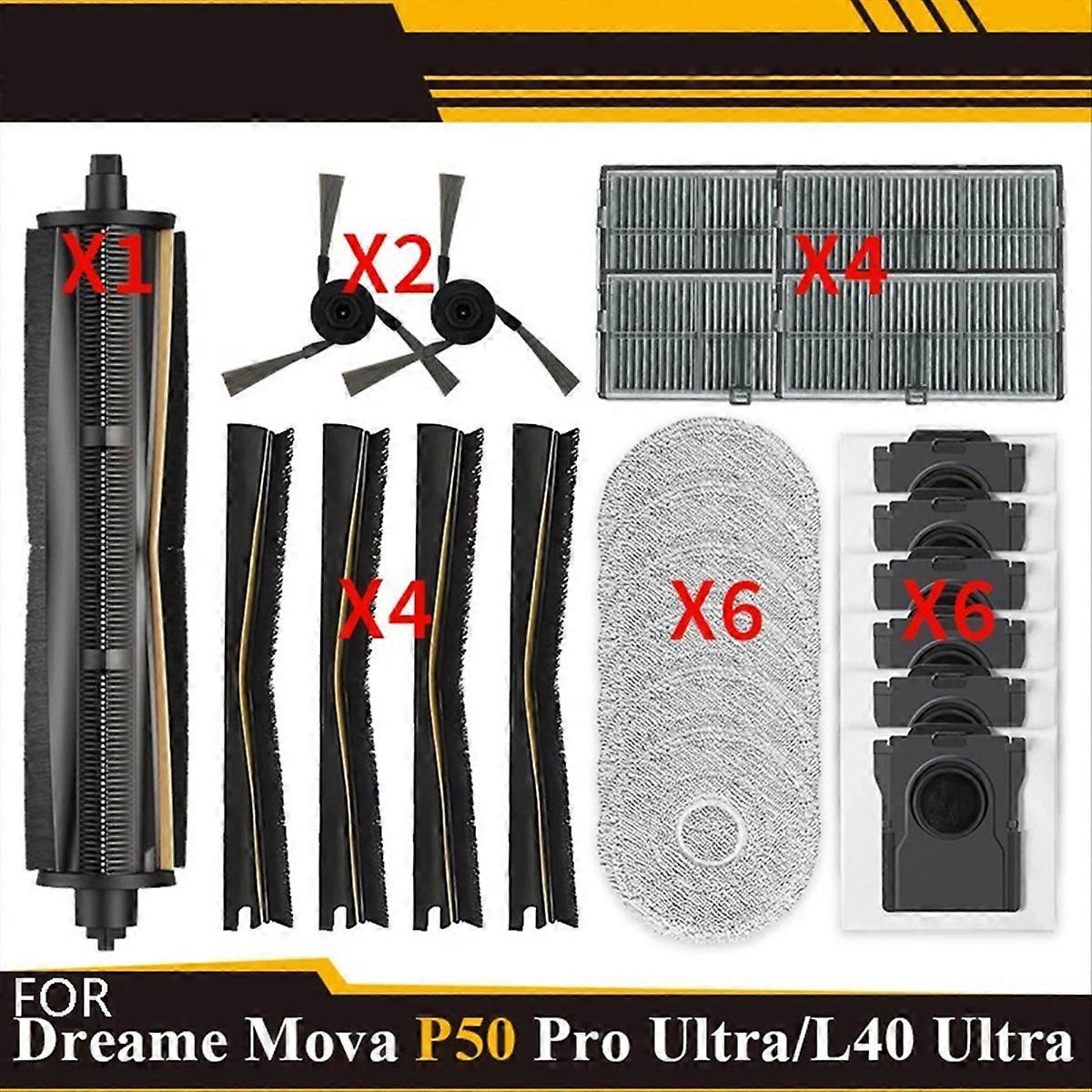 Ersatzteile Für P50 Pro Ultra/ X40 Ultra / L40 Ultra: Hauptwalze, Seitenbürste, Filter, Reinigungstuch Und Staubbeutel.