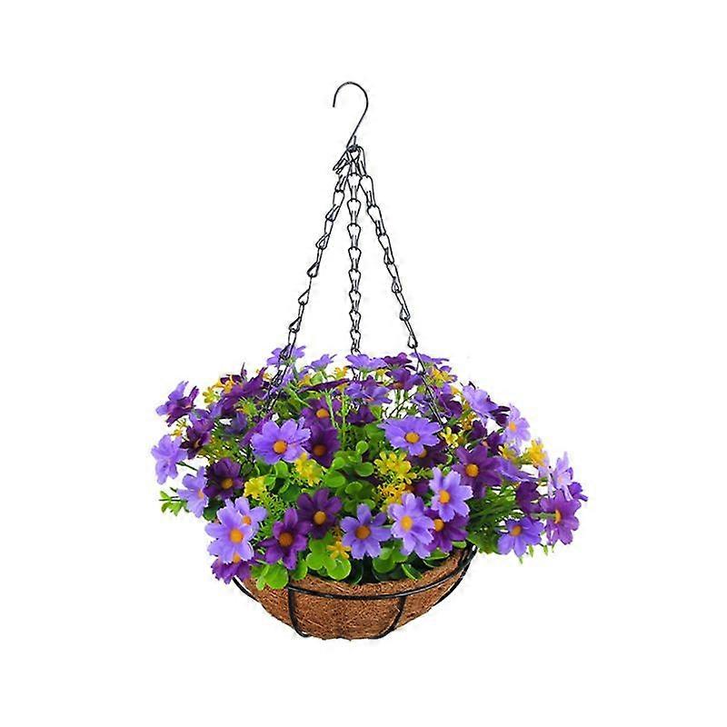 Künstliche Blumen, Die In Einem Korb Hängen, Zur Garten- Und Innendekoration -