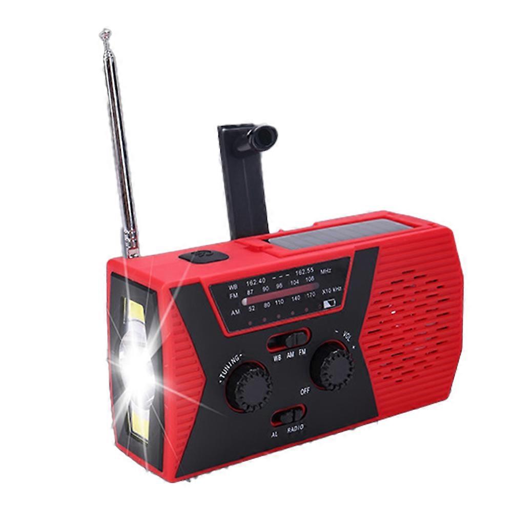 Handkurbel-solar-edc-usb-handyladegerät, Tragbares Wetterradio Für Camping Und Andere Outdoor-aktivitäten (rot).