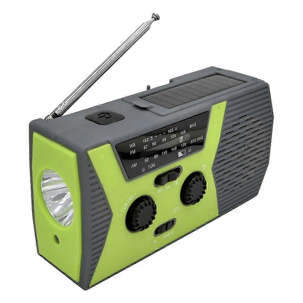 Handkurbel-solar-edc-usb-handyladegerät, Tragbares Wetterradio Für Camping Und Andere Outdoor-aktivitäten (grün).