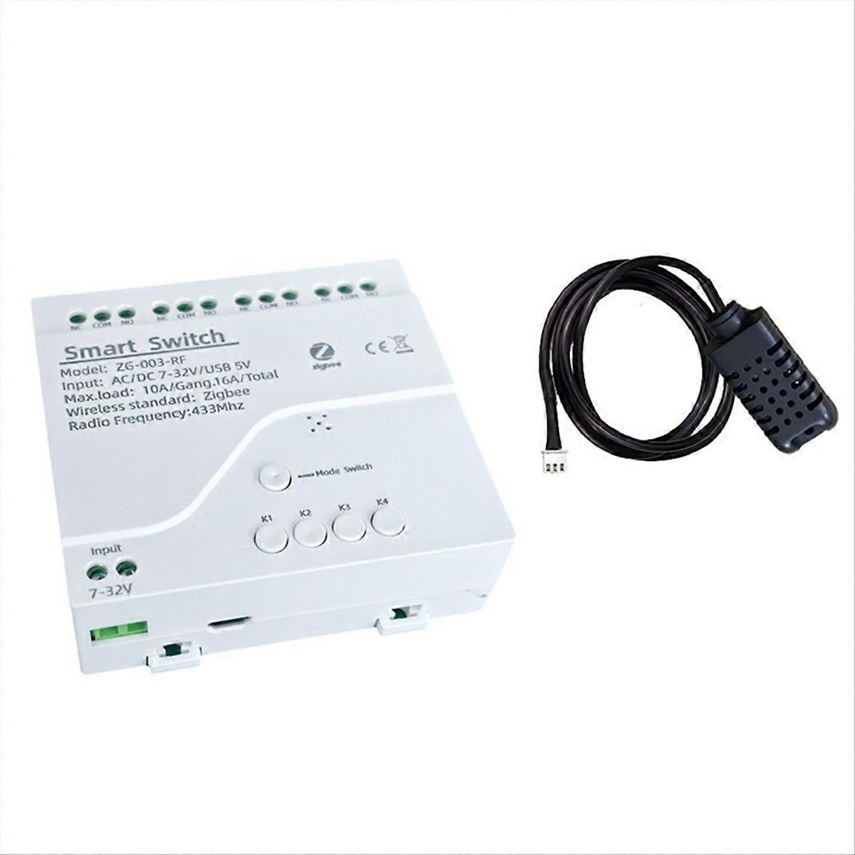 Tuya 4-kanal-wlan-smart-schalter Mit Temperatur- Und Feuchtigkeitssensor, Passivem Potentialfreiem Kontakt Für B