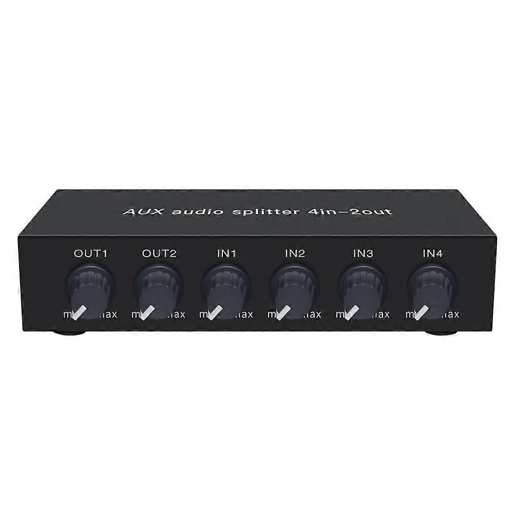 Hifi-stereo-audio-umschalter Mit 4 Eingängen/2 3,5-mm-aux-ausgängen Und Lautstärkeregelung Über Operationsverstärker, Us-stecker (keine Umschaltung).