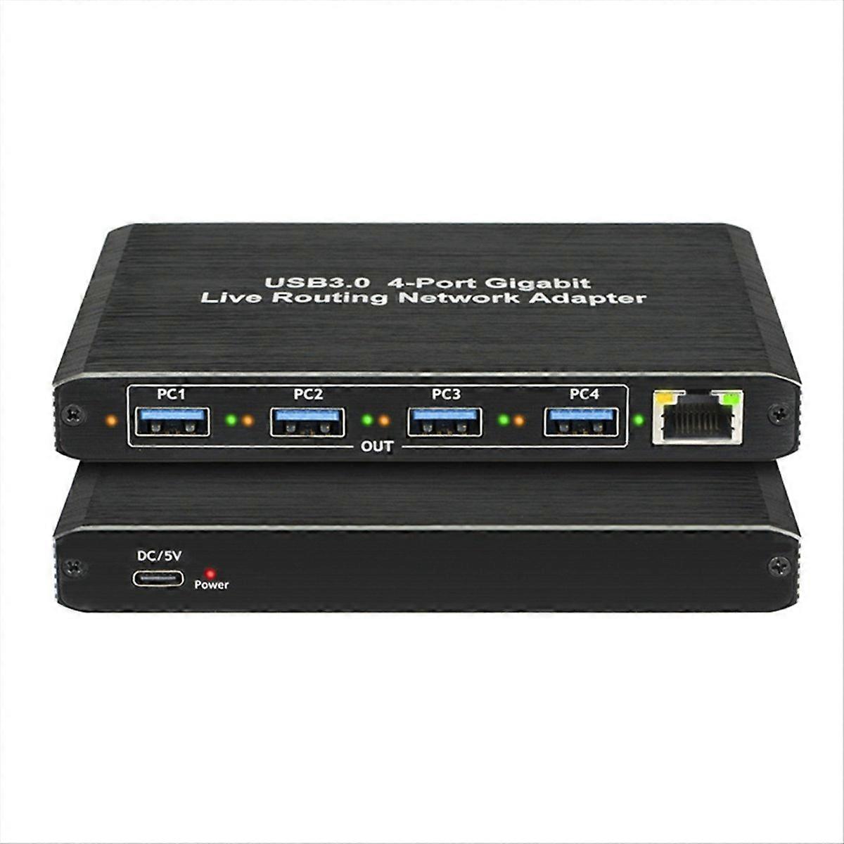 Treiberloser Usb 3.0 Gigabit-netzwerkadapter, Plug & Play, 4 Gigabit-rj45-anschlüsse, Für Computer Und Live-streaming-geräte