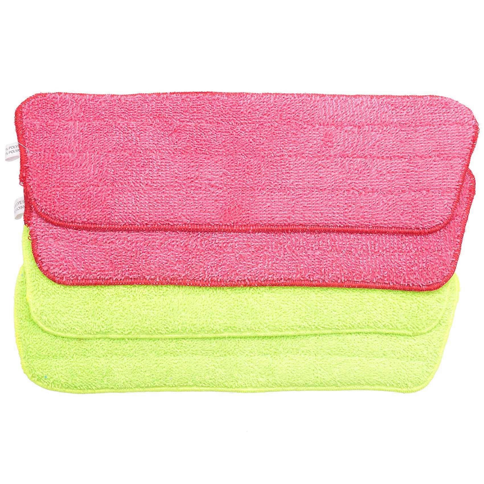 Set Mit 4 Wiederverwendbaren Ersatz-wischmopptüchern (4 Stück, Grün Und Rot)