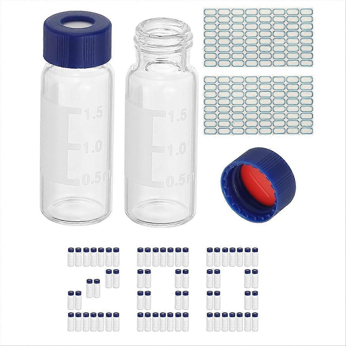 Ml Autosampler-vials, 200 Hplc-vorschlitz-vials Mit Vorschlitzsepten (ref. 9-425), Klare Labor-vials, Schraubverschluss.