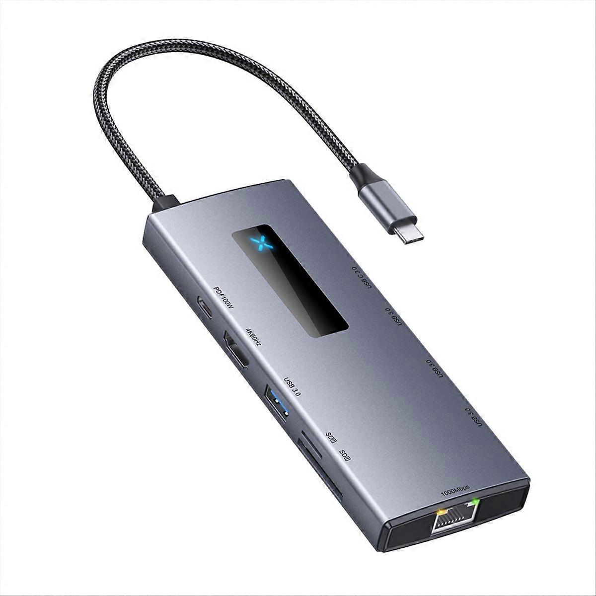 10-in-1 4k 60hz Usb-c Hub Mit Ethernet-anschluss, 100w Pd Netzteil, Sd/tf Kartenleser Für Laptop Und Tablet.