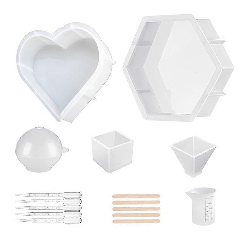 Silikonform-set Für Harz, Ideal Zum Konservieren Von Blumen, Inklusive Einer Sechseckigen Form.