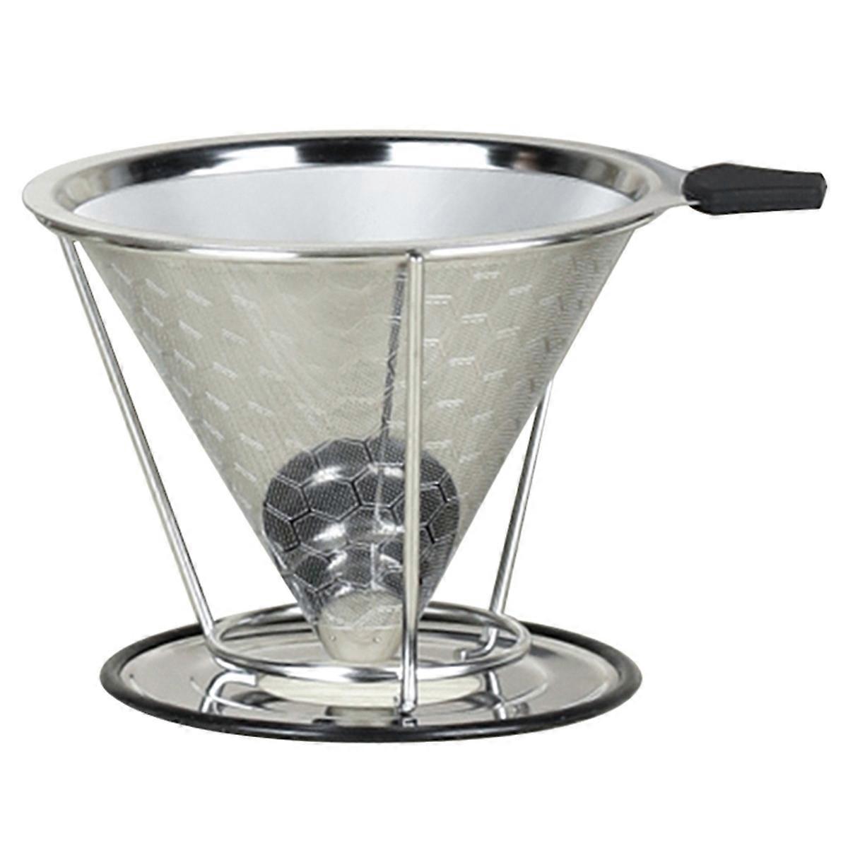 Doppellagiger Kaffeefilter Aus Edelstahl, Trichterförmiger Kaffeefilter Mit Ständer, Geeignet Für Die Manuelle Kaffeemahlung.