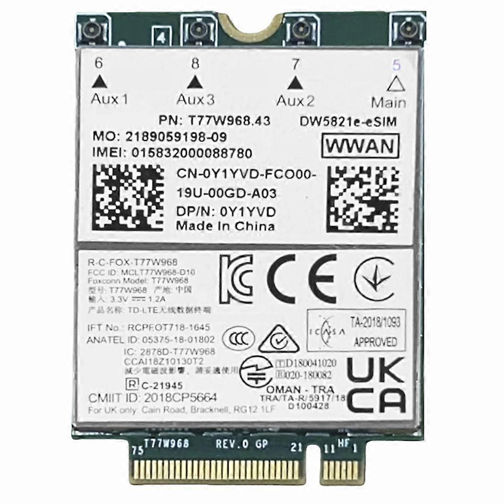 E-sim 4g Lte Modul T77w968 Dw5821e Cat16 1 Gbit/s Fdd-lte Tdd-lte Für Dell 5420, 5424, 7424 Und 7400