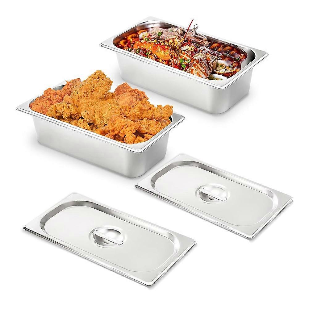 Set Mit 2 Dampfgareinsätzen Mit Deckel, 1/3 Der Üblichen Größe, 10 Cm Tief