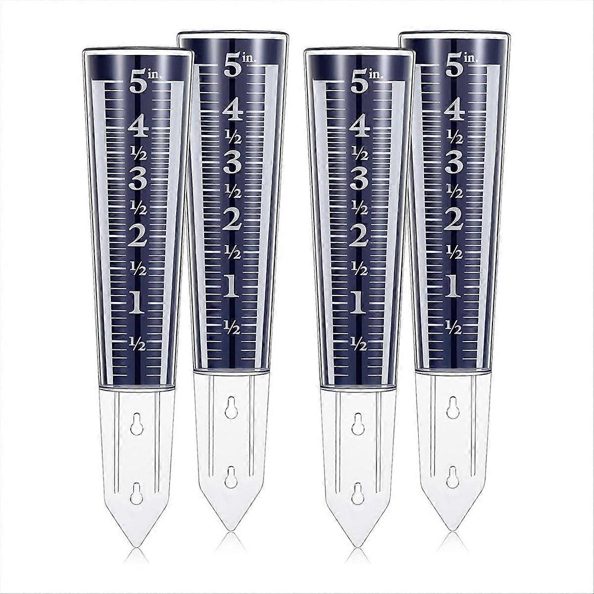 Set Aus 4 Gut Ablesbaren 12,7 Cm (5 Zoll) Acryl-regenmessern Für Den Außenbereich Zur Messung Und Überwachung Von Niederschlägen.