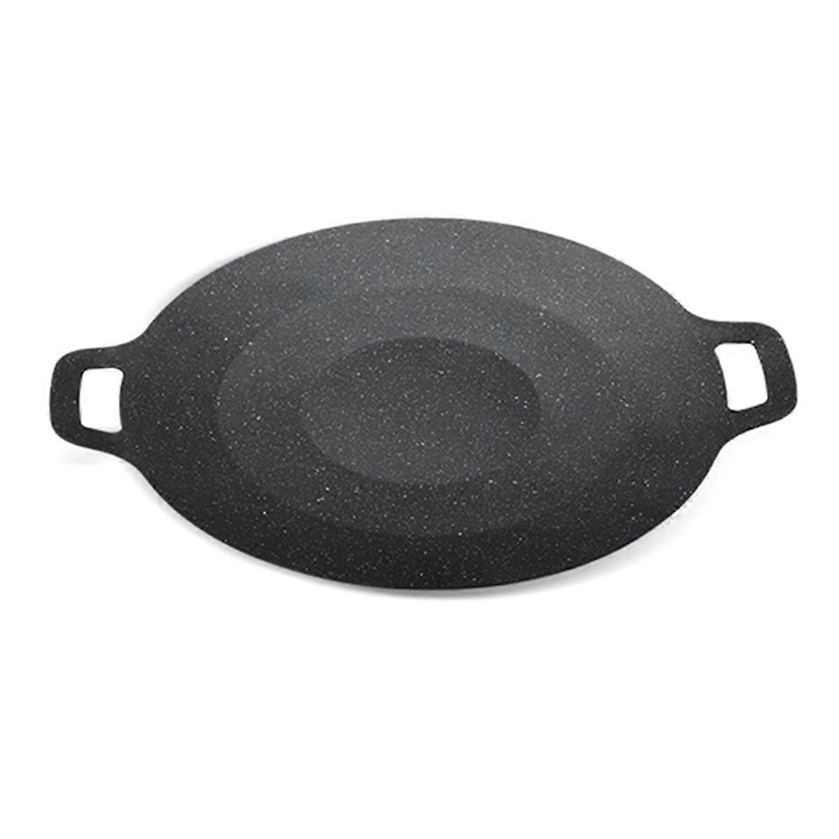Runde Koreanische Grillpfanne Mit Antihaftbeschichtung, 34 Cm Durchmesser, Ideal Für Reisen, Camping Und Als Grillzubehör.