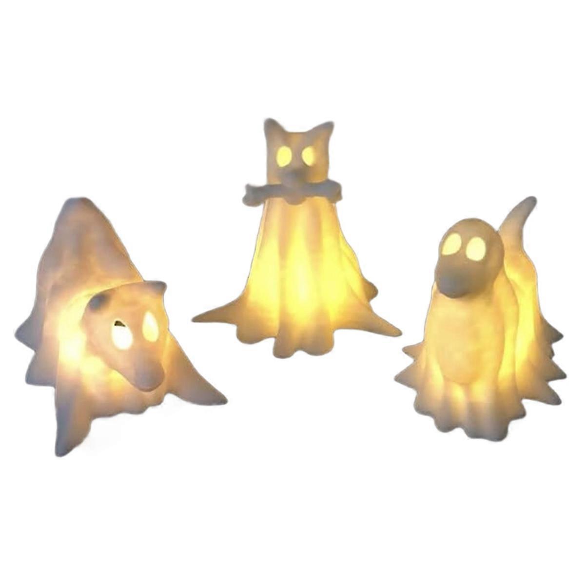 Halloween-dekoration Für Drinnen, Geisterdekoration, Set Mit 3 Leuchtenden Geisterhunden Mit Led-lichtern – Geister-haustier-nachtlicht