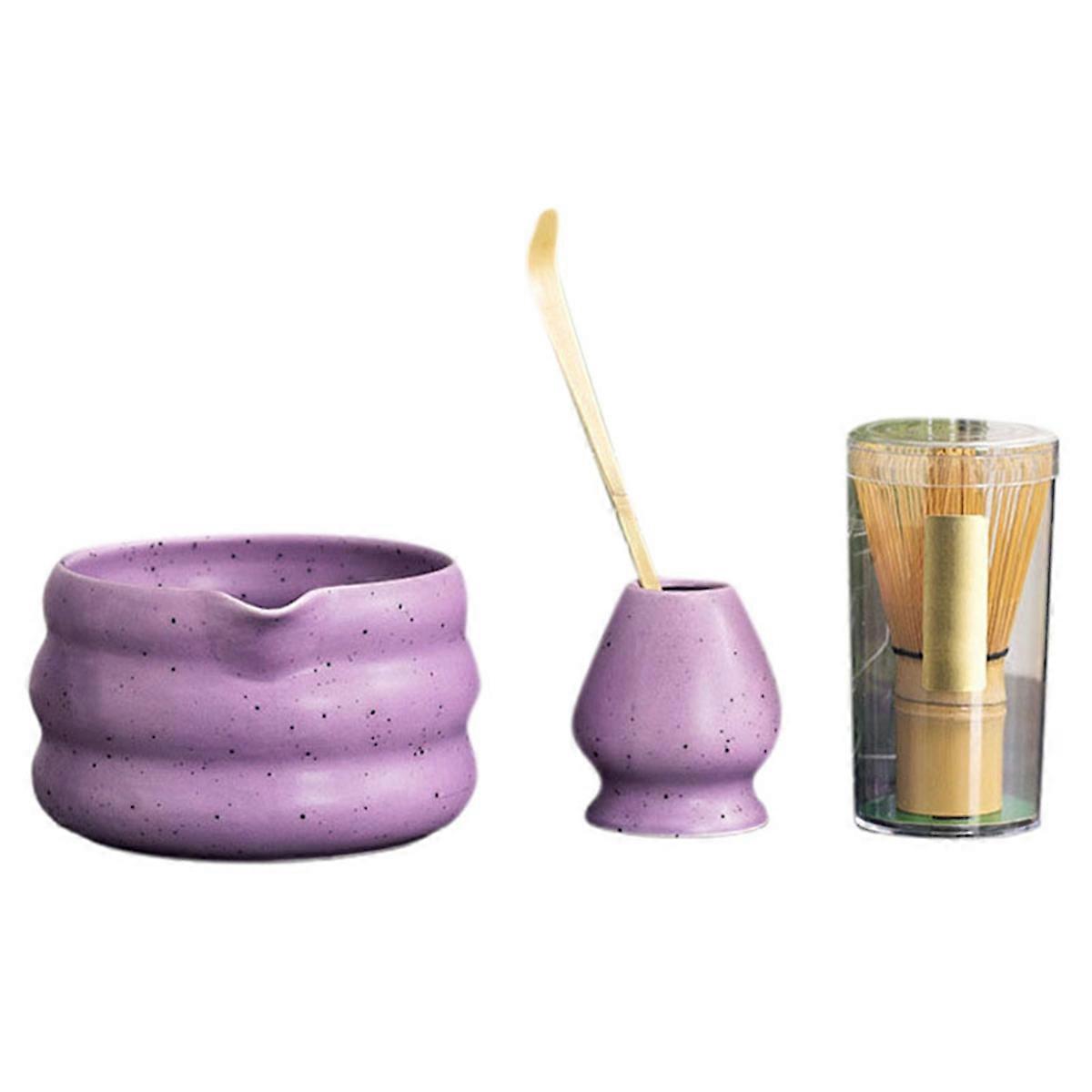4-teiliges Japanisches Matcha-set: Matcha-schale Mit Ausguss, Teezubereitungswerkzeug Und Matcha-ständer.