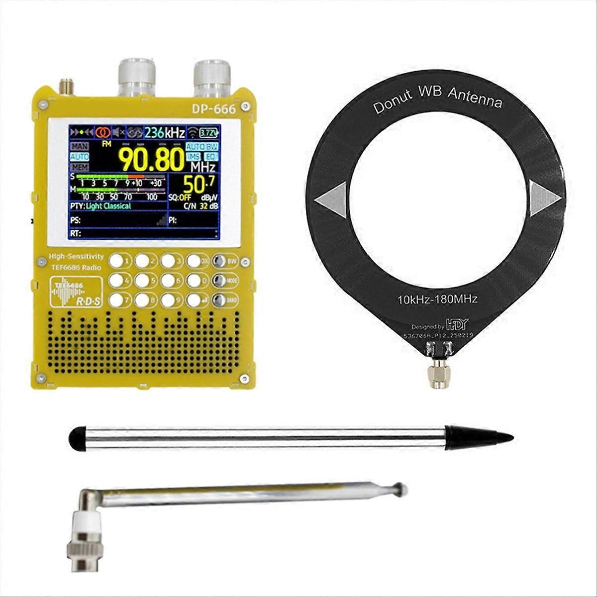 Dp-666 Tef6686 Tragbares Radio, 2,8 Zoll Ips-touchscreen, Hohe Empfindlichkeit, Volles Fm-band, Lang-, Mittel- Und Kurzwelle.