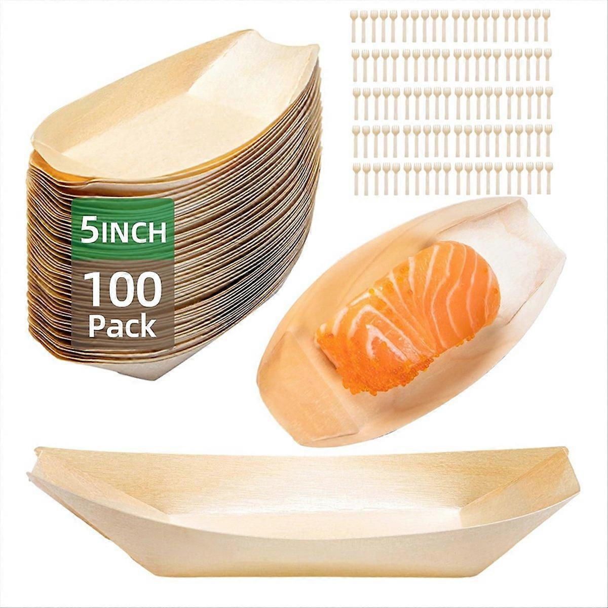 Set Aus 100 Holztellern, Serviertabletts, Desserttellern, Speisetabletts