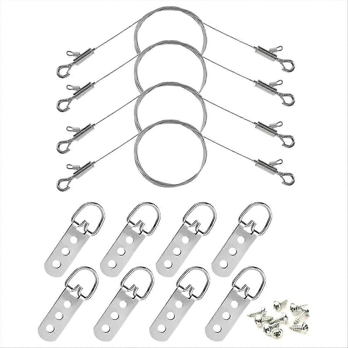Verstellbarer Aufhängedraht Und D-ringe Mit Kleinen Clips, 8 Dreiloch-d-ringe Mit Schrauben Zur Befestigung Von Spiegeln/rahmen