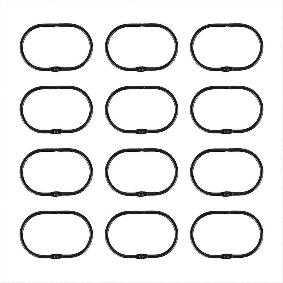 Set Mit 12 Schwarzen Ovalen Duschvorhangringen