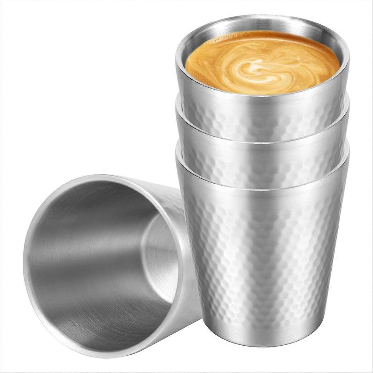 Set Mit 4 Doppelwandigen Isolierbechern Aus Edelstahl 304, 300 Ml Fassungsvermögen, Ideal Für Kaffee Und Andere Getränke.