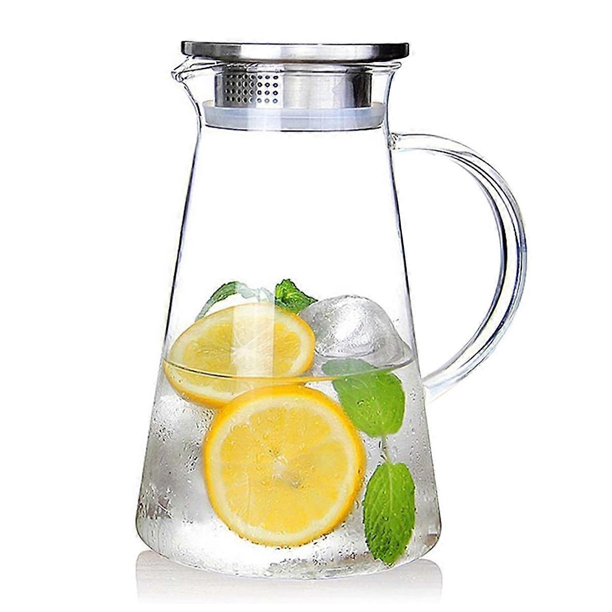 1,8-liter-glaskaraffe Mit Deckel, Leicht Zu Reinigen, Hitzebeständig Und Ideal Für Heiße Und Kalte Getränke, Tee Und Säfte. Auch Für Cold-brew-kaffee Geeignet.