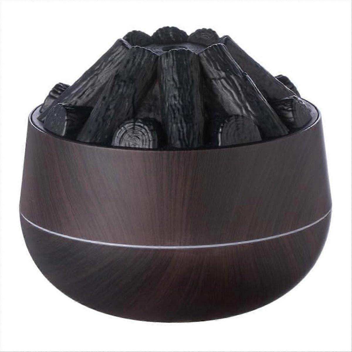 Bonfire 300ml Luftbefeuchter, Usb, Leise, Flammeneffekt, Ätherische Öle Vernebelbar, Automatische Abschaltung, Ideal Für Zuhause, Büro Oder Fitnessstudio, Dunkle Holzoptik.