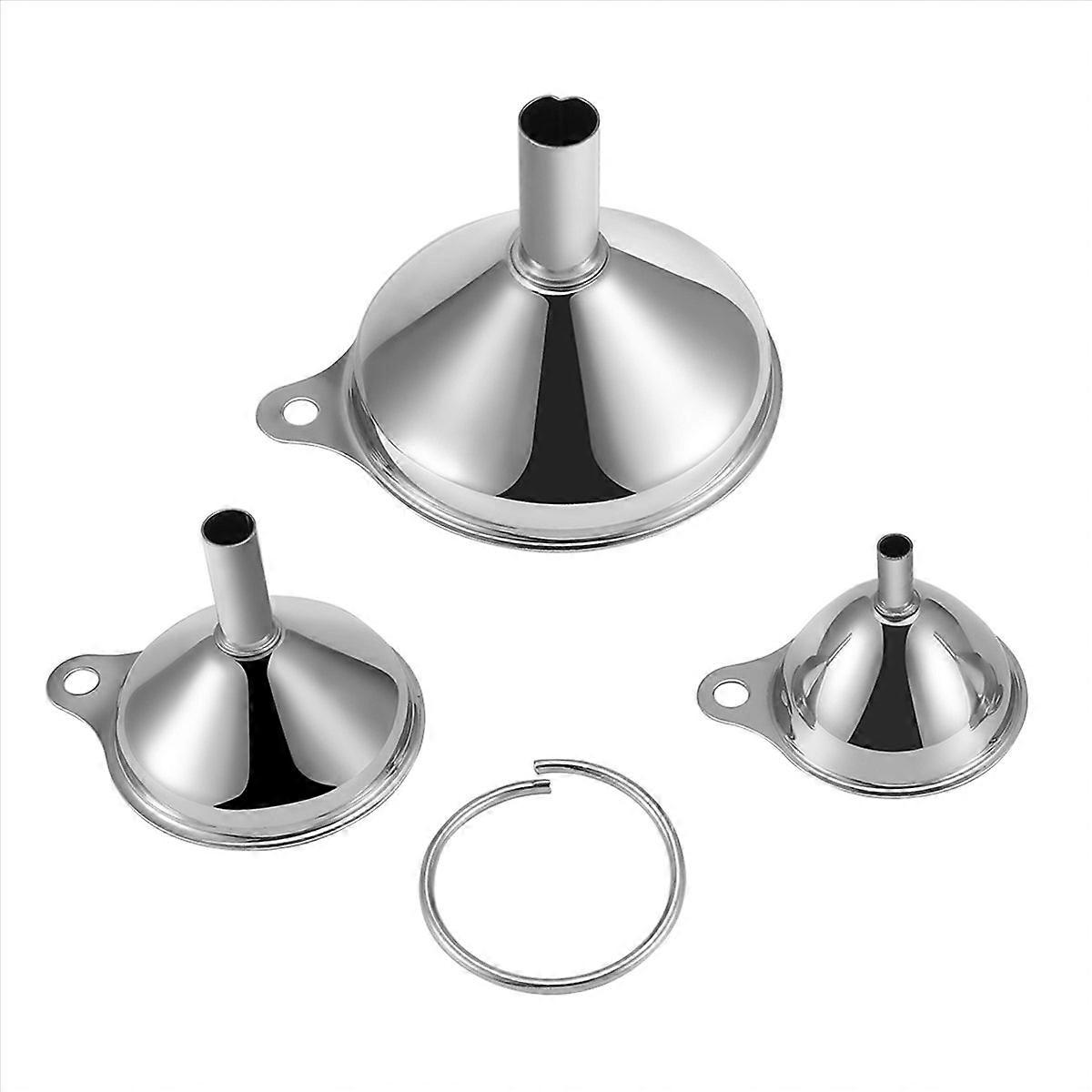 Set Mit 3 Multifunktionalen Edelstahltrichtern Für Öl Und Wasser