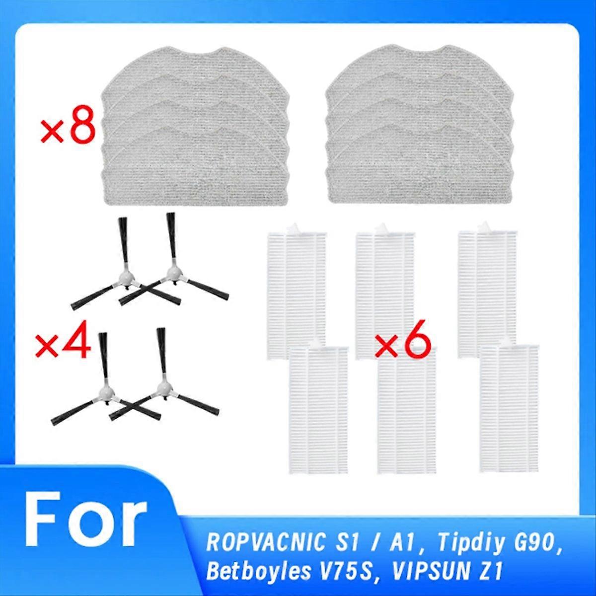 18-teiliges Zubehör Für Die Staubsauger Ropvacnic S1/a1, Tipdiy G90, Betboyles V75s Und Vipsun Z1: Seitenbürste, Hepa-filter Und Reinigungstuch.