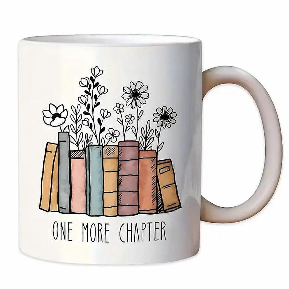 Keramik-kaffeebecher Mit Blumenmuster, Bürobecher, Doppelseitiger Geschenkbecher Für Bücherliebhaber