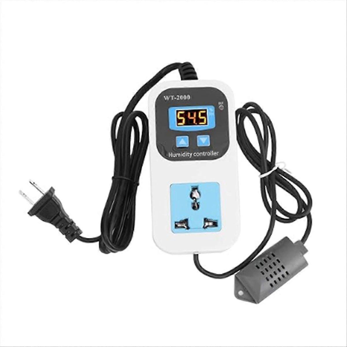 Wtt2000 1100220v Digitaler Feuchtigkeitsregler, Erweiterter Messbereich Von 0 Bis 99% Rh, Vorverdrahteter Thermostat Mit Entfeuchtungsschalter Und Stecker.
