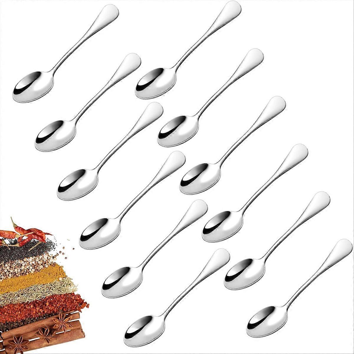 Set Mit 12 Mini-löffeln, 9 Cm Lang, Für Gewürze, Salz, Zucker Und Honig. Gewürzlöffel Aus Edelstahl.