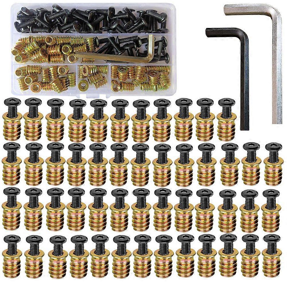 100-teiliges Set Inklusive M6 X 15 Mm Gewindeeinsätzen, Muttern Und M6 X 20 Mm Senkschrauben Für Die Möbelmontage.