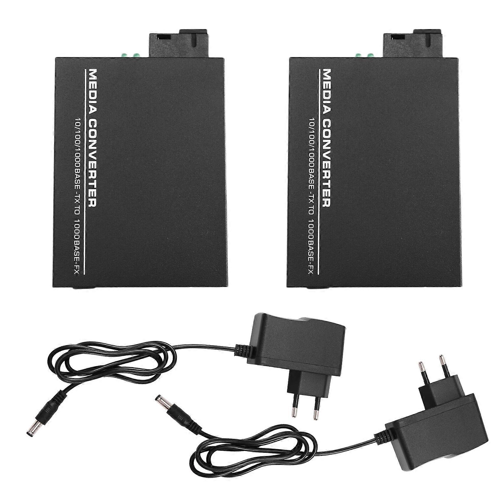 Zwei Gigabit-ethernet-switches Mit Einzelfaseranschluss, Glasfaser-zu-rj45-singlemode-transceiver, Einzelne Glasfaser, 20 Km, Eu-stecker