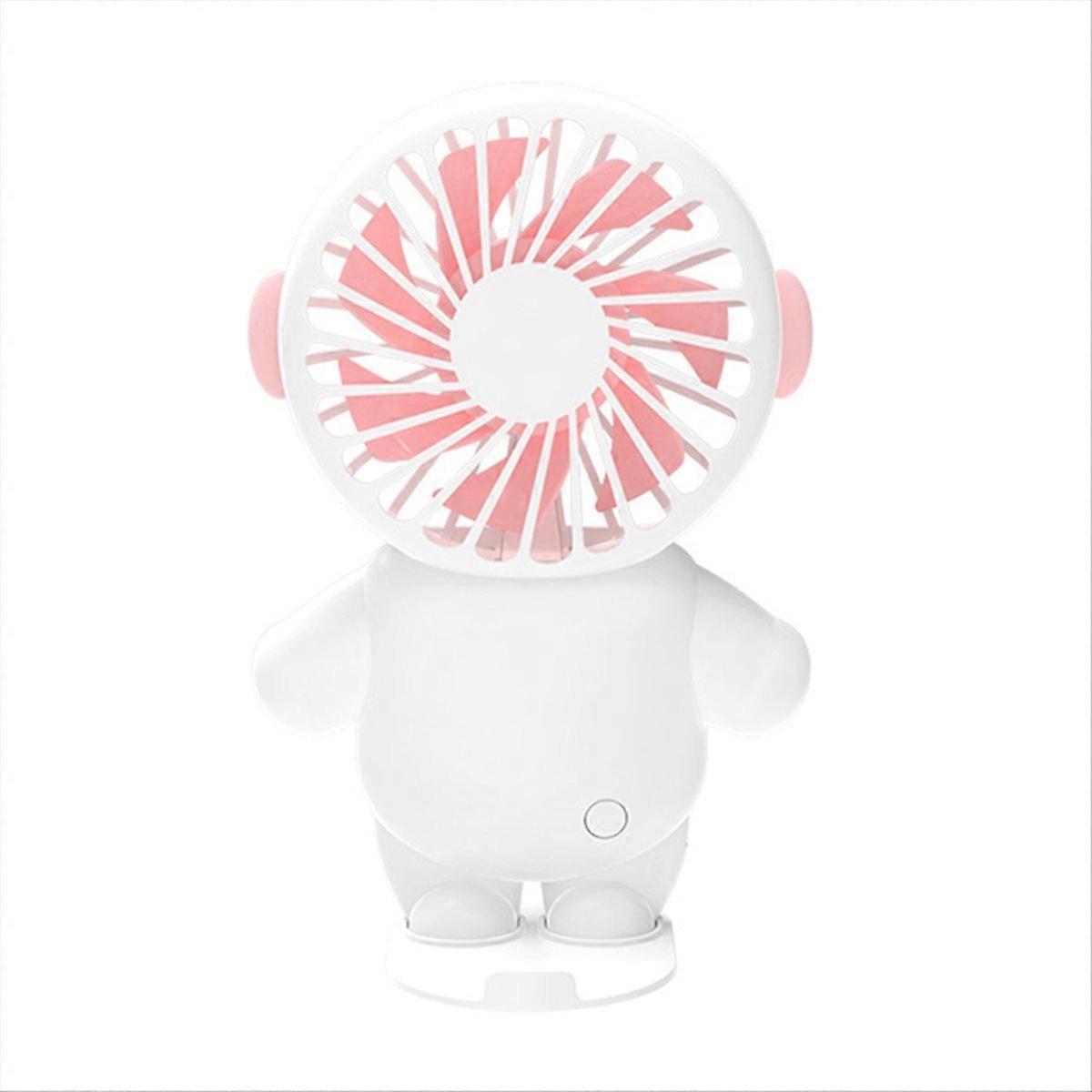 Kleiner, Tragbarer, Pinkfarbener Ventilator Im Astronauten-design Mit Usb-aufladung Und Ladegerät. Ideal Für Schüler, Studenten Und Büroangestellte. Pink.